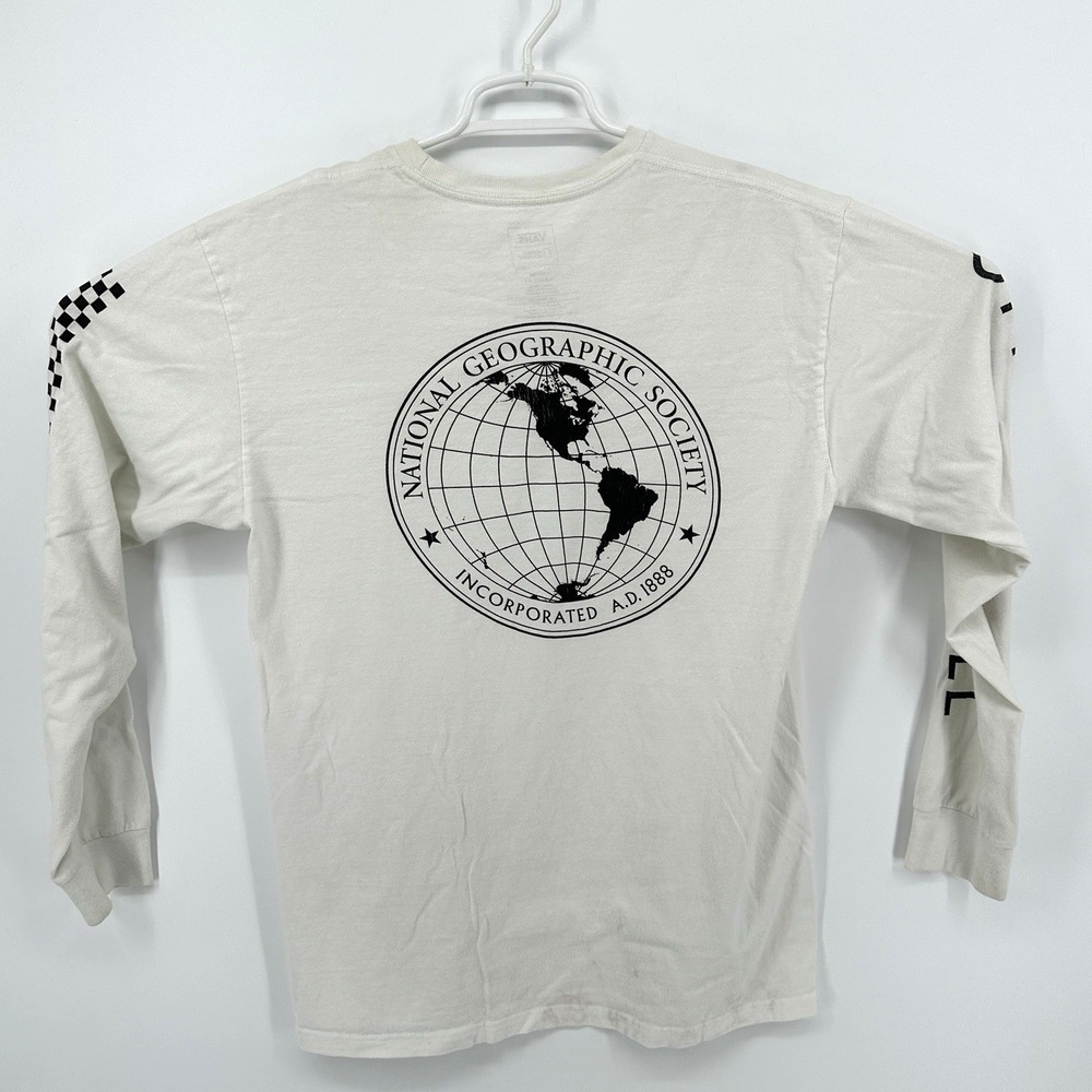 Vans National Geographic Society Graphic T-shirt Men M White Long Sleeve